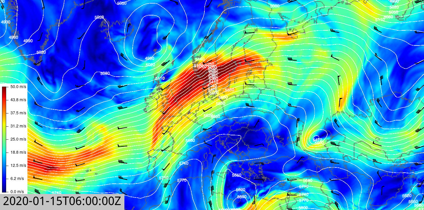 Wind speed 500h Pa